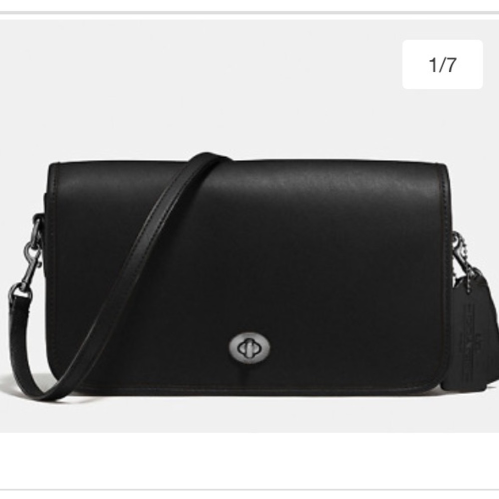Coach Black Leather Cross body Bag